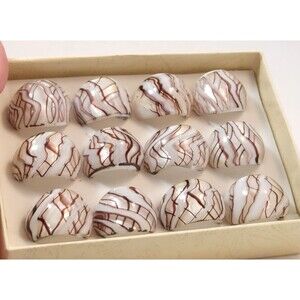 MURANO HANDBLOWN GLASS RINGS GLITTER WHITE BROWN SIZE 9-9.5-10-10.5-11 NEW